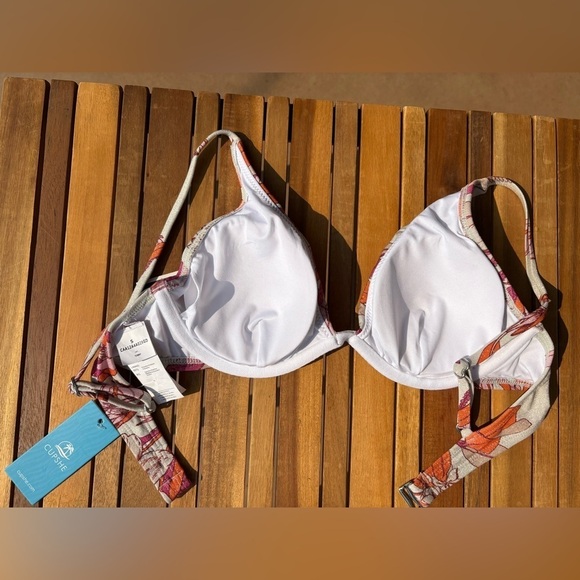 SMALL NWT Cupshe Floral Bird of Paradise glitter Print Bikini swimsuit Set - Picture 4 of 7